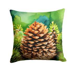 Maine White Pine Cone and Tassels in Watercolor Throw Pillow Machine Washable, Indoor Outdoor Decorative Pillow for Couch, Bed or Patio, 18Hx18W Maine White Pine Cone and Tassels in Watercolor Throw Pillow Machine Washable, Indoor Outdoor Decorative Pillow for Couch, Bed or Patio, 18Hx18W